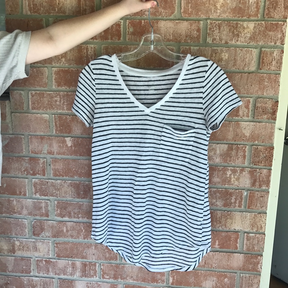B & W Striped V-Neck